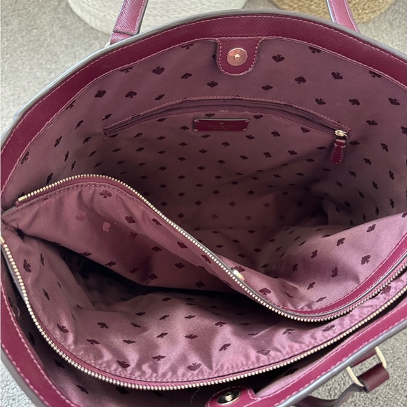 NWOT Kate Spade Deep Cherry Purple Leather Tote - Picture 4 of 4